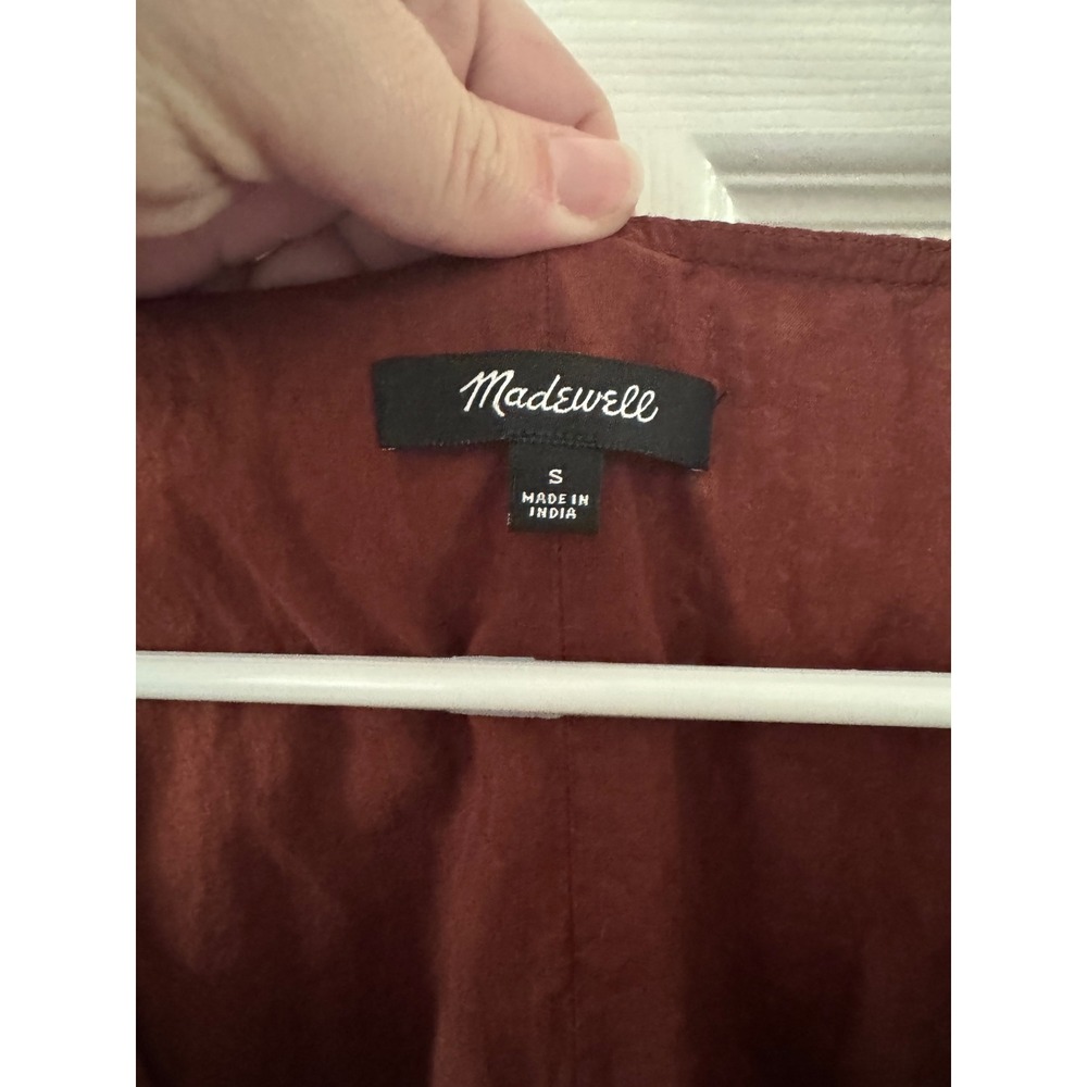 Madewell Floral Smocked Mini Dress Women Small Brown Flutter Sleeve Pockets - Picture 5 of 9